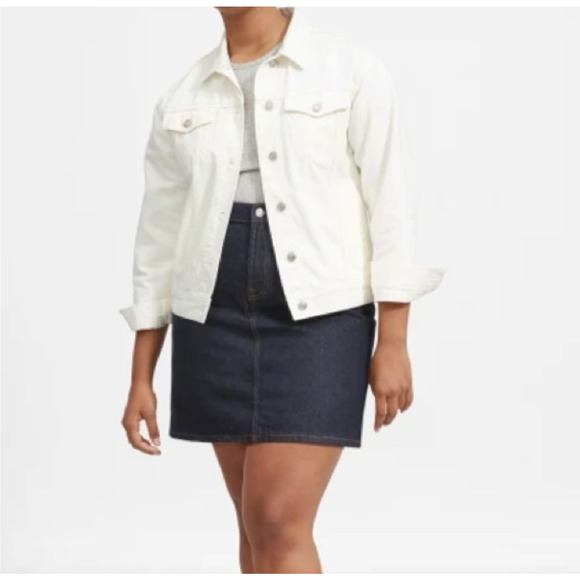 NWT Everlane The Denim Jacket XXS White Cream Jean Button Classic Minimalist - Picture 1 of 5